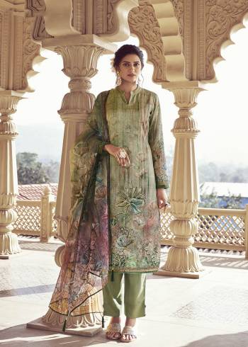 Get Ready For The Upcoming Festive And Wedding Season With This Designer Suit In Beautifull Color. This Suit Is Chinon Based Fabric And  Beautified With Digital Printed,Gold,Sequance Embroidery Work