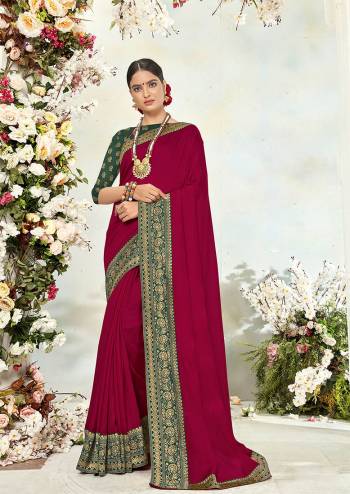 Buy These Beautifull Saree Pretty Color Paired With Contrast Blouse.This Saree?And Blouse Are Silk Blend Based Fabric With Weaving Jacquard Border Blouse.