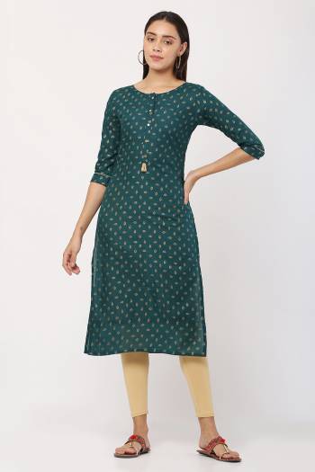 Here Is A Very Pretty Readymade Kurti In Beautifull Color Fabricated On Cotton Blend.?It Is Beautified With Designer Foil Printed And Available In All Regular Sizes