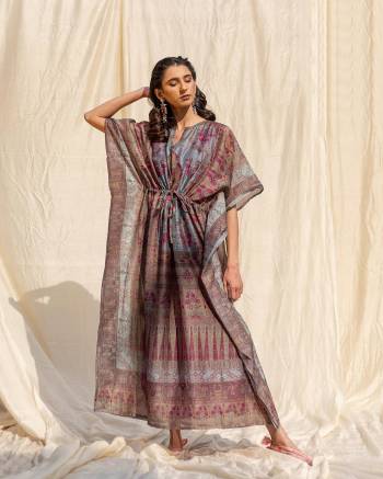 Grab This Beautiful Readymade Kaftan In Pretty Colored.This Pretty Kaftan Is Fabricated On Soft Silk And Beautified With Floral Digital Print.It Is Available In Free Sizes. Buy Now