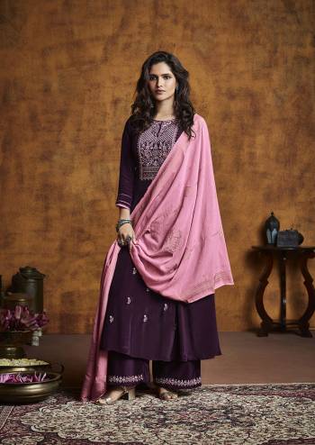 Adorn The Pretty Angelic Look Wearing This Designer Suit In Lovely Color. Its Pretty Top Is Fabricated on Fiyona Silk Beautified With Heavy Embroidery Work,Wevon Designer Giving A Heavy Look Paired With Fiyona Silk Bottom And Muslin Jacquard Fabricated Dupatta. Buy Now