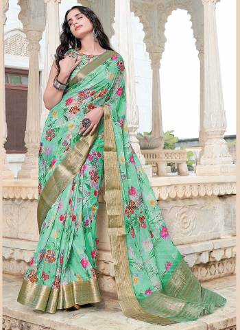 Enhance Your Personality In This Lovely Colored Saree Come With Matchind Blouse This Saree And Blouse Are?Organza Based Fabric With Wevon Designer,Digital Printed.Buy This Pretty Saree Now