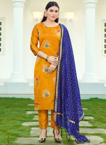 Here Is A Very Beautiful Readymade Suit In Pretty Color It is Fabricated?On Silk Pair With Silk Bottom And Chanderi Silk Dupatta Beautified With Wevon Designer Sequance Embroidery Work