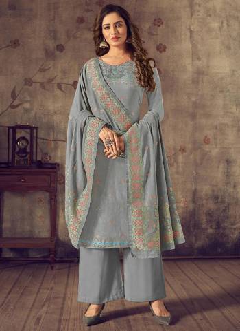 Here Is A Very Beautiful Designer Suit In Pretty Color Top is Fabricated On Cotton Pair With Jam Satin Bottom And Bemberg Chiffon Dupatta Beautified With Wevon Jacquard Designer,Hand Work