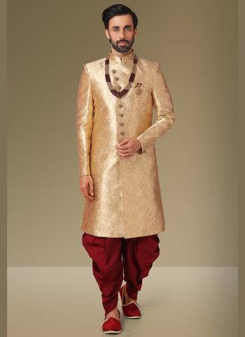 Grab These Beautiful Sherwani In Lovely Color Paired With Art Silk Bottom. Sherwani Is Fabricated On Jacquard Silk With Heavy Wevon Designer.Buy Thses Collection Now