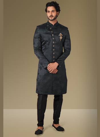 Grab These Beautiful Sherwani In Lovely Color Paired With Art Silk Bottom. Sherwani Is Fabricated On Jacquard Silk With Heavy Wevon Designer.Buy Thses Collection Now