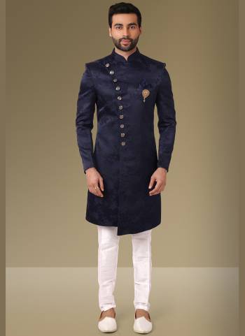 Grab These Beautiful Sherwani In Lovely Color Paired With Art Silk Bottom. Sherwani Is Fabricated On Jacquard Silk With Heavy Wevon Designer.Buy Thses Collection Now