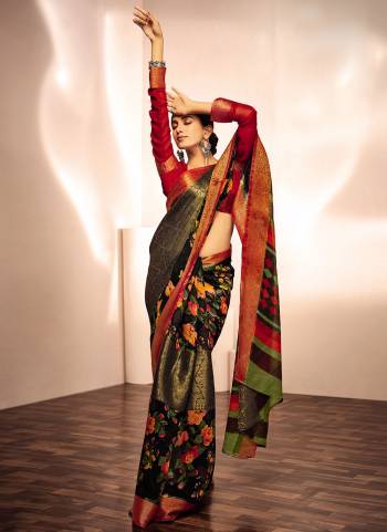 Buy These Beautifull Saree Pretty Color Paired With Contrast Blouse.This Saree is Fabricated on Jacquard Silk Pair With Jacquard Silk Blouse And Beautified With Wevon Border And Printed Designer