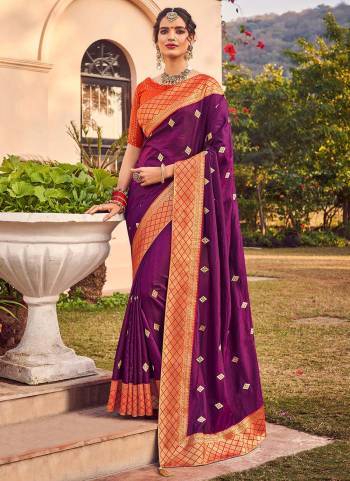 Grab These Lovely Saree In Pretty Colored Pair With Contrast Blouse.Saree And Blouse Are Fabricated On Silk Based Beautified With Jari Embroidery