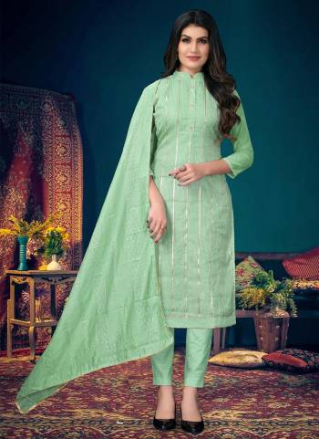 Simple and Elegant Looking Suit Is Here In Pretty Color Fabricated On Modal Chanderi. It Is Beautified With Attractive Designer Embroidery Work Buy Now