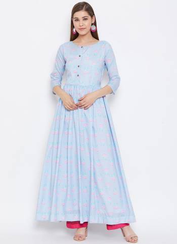 New Shade Is Here To Add Into Your Wardrobe With This Designer Readymade Gown In Pretty Color Fabricated On Muslin With Digital Print. Also It Is Available In All Regular Sizes. Buy Now