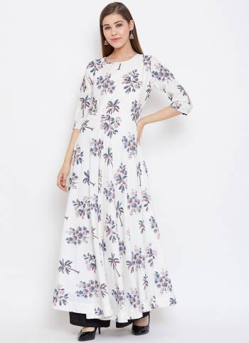 New Shade Is Here To Add Into Your Wardrobe With This Designer Readymade Gown In Pretty Color Fabricated On Muslin With Digital Print. Also It Is Available In All Regular Sizes. Buy Now