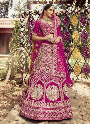 For A Lovely Designer Look, Grab This Trendy Designer Lehenga Choli In All Over?Same Color. This Heavy Embroidered Lehenga Choli Is Fabricated On Organza Paired With Net Fabricated Dupatta. Its Pretty Dori,Gota Embroidery,Zarkan Work Will Definitely Earn You Lots Of Compliments From Onlookers.