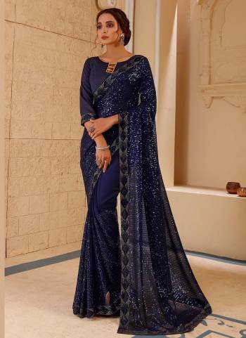 For A Beautiful Look, Grab This Saree In Beautifull Colored Paired With Pretty Colored Blouse. This Saree Is Fabricated On Blooming Georgette Pair With Banglori Silk Blouse Beautified With Heavy Sequance Swarovski Work.