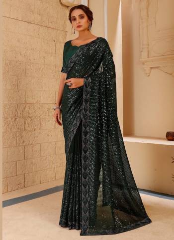 For A Beautiful Look, Grab This Saree In Beautifull Colored Paired With Pretty Colored Blouse. This Saree Is Fabricated On Blooming Georgette Pair With Banglori Silk Blouse Beautified With Heavy Sequance Swarovski Work.