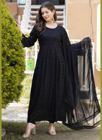 Get Ready For The Upcoming Festive Season With This Designer Suit In Beautifull Color. This Suit Is Rayon Based Fabric And Beautified WithSequance Embroidery Work