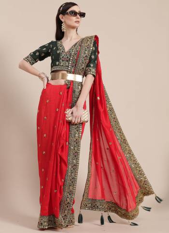 Grab These Beautiful Saree In Lovely Color Paired With Pretty Blouse.Saree And Blouse Fabricated On Art Silk Based Beautified With Heavy Embroidery Work