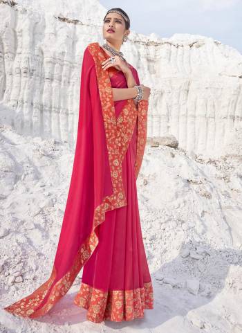 Simple And Elegant Looking Fancy Saree Is Here In Pretty Color Paired?With Contrasting Colored Blouse. Its Saree Is Fabricated On Poly SIlk Paired With Brocade Blouse. Buy This Rich And Elegant Looking Saree Now