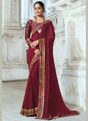 Simple And Elegant Looking Fancy Saree Is Here In Pretty Color Paired?With Contrasting Colored Blouse. Its Saree Is Fabricated On Poly SIlk Paired With Brocade Blouse. Buy This Rich And Elegant Looking Saree Now