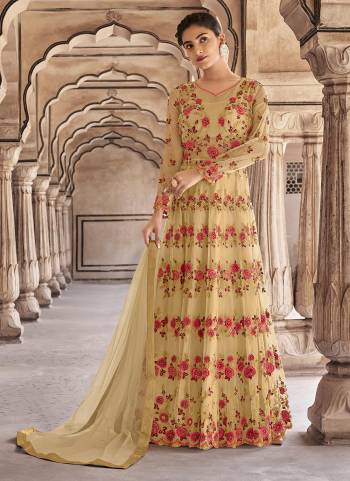 Look Attractive Wearing This Pretty Colored Gown Paired With Dupatta.This Gown Is Fabricated On Net Based And Net Dupatta Which Gives A Rich Look To Your Personality. Buy This Pretty Gown Now