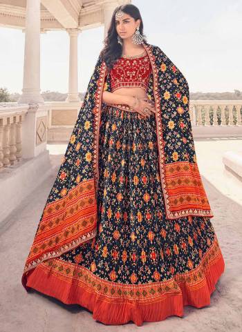 For a Beautiful Look, Grab These Pretty Lehenga Choli  Come With Contrast Color Dupatta And Blouse . Its Fabricated On Rayon Base Pair With Pashmina Silk Blouse And Rayon Dupatta.Beautified With Digital Printed,Jari,Resham Embroidery Work