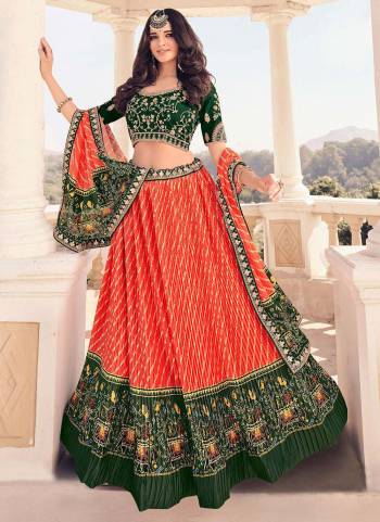 For a Beautiful Look, Grab These Pretty Lehenga Choli  Come With Contrast Color Dupatta And Blouse . Its Fabricated On Rayon Base Pair With Pashmina Silk Blouse And Rayon Dupatta.Beautified With Digital Printed,Jari,Resham Embroidery Work