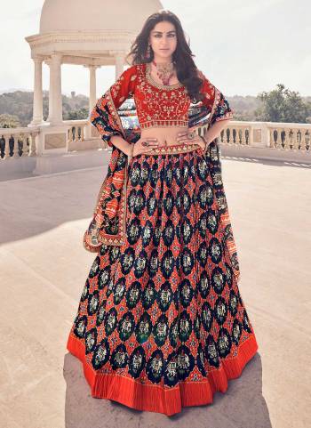 For a Beautiful Look, Grab These Pretty Lehenga Choli  Come With Contrast Color Dupatta And Blouse . Its Fabricated On Rayon Base Pair With Pashmina Silk Blouse And Rayon Dupatta.Beautified With Digital Printed,Jari,Resham Embroidery Work