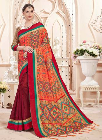 Grab These Pretty Colored Saree Pair With Atching Blouse.its Saree And Blouse Are Fabricated On Art Silk Based And Beautified With Wevon Designer