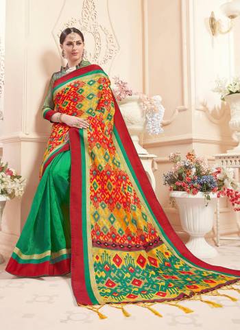 Grab These Pretty Colored Saree Pair With Atching Blouse.its Saree And Blouse Are Fabricated On Art Silk Based And Beautified With Wevon Designer