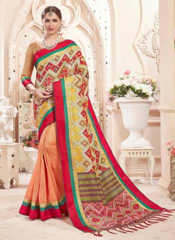 Grab These Pretty Colored Saree Pair With Atching Blouse.its Saree And Blouse Are Fabricated On Art Silk Based And Beautified With Wevon Designer