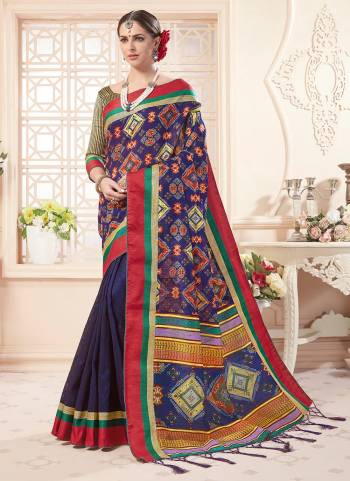 Grab These Pretty Colored Saree Pair With Atching Blouse.its Saree And Blouse Are Fabricated On Art Silk Based And Beautified With Wevon Designer