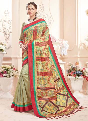 Grab These Pretty Colored Saree Pair With Atching Blouse.its Saree And Blouse Are Fabricated On Art Silk Based And Beautified With Wevon Designer