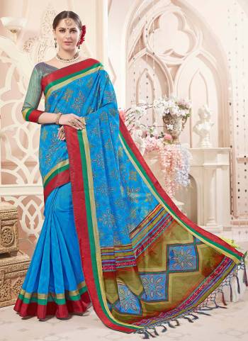 Grab These Pretty Colored Saree Pair With Atching Blouse.its Saree And Blouse Are Fabricated On Art Silk Based And Beautified With Wevon Designer