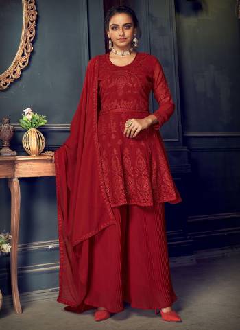 For a Pretty Look,Grab These Designer Sharara Suit in Bright Colored.its Fabricated On Faux Georgette Based Pair With Bottom And Dupatta.Beautified With Embroidery, Diamond Work 