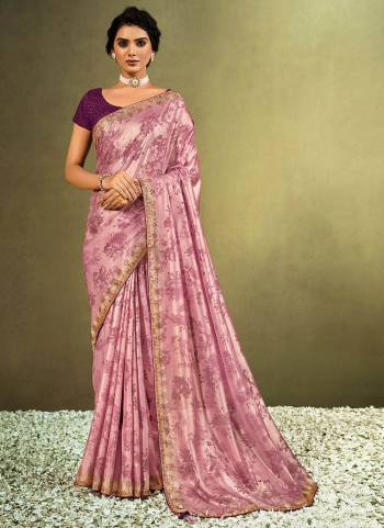 Simple And Elegant Looking Saree is Here in Pretty Colored.Its Saree And Blouse?Fabricated On Silk Based Come With Digital Printed Flowers,Stone Embellishments