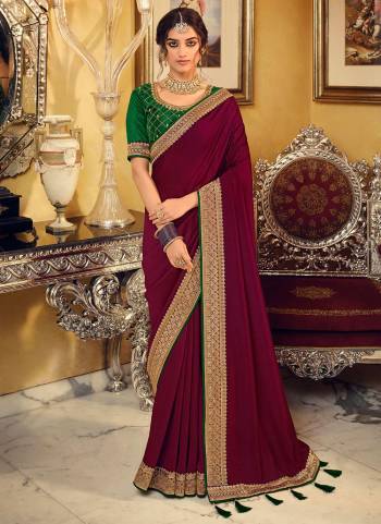 For A Pretty Look, Grab These Pretty Colored Saree Pair With Contrast Colored Blouse.Its Saree is Fabricated On Vichitra Silk Pair With Phantom Silk Blouse. Beautified With Heavy Jari Embroidery Work