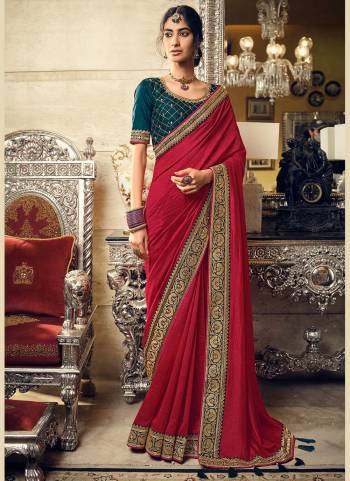 For A Pretty Look, Grab These Pretty Colored Saree Pair With Contrast Colored Blouse.Its Saree is Fabricated On Vichitra Silk Pair With Phantom Silk Blouse. Beautified With Heavy Jari Embroidery Work