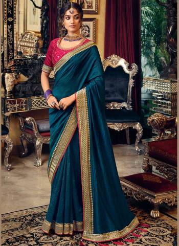 For A Pretty Look, Grab These Pretty Colored Saree Pair With Contrast Colored Blouse.Its Saree is Fabricated On Vichitra Silk Pair With Phantom Silk Blouse. Beautified With Heavy Jari Embroidery Work