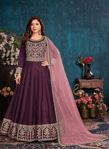 Simple And Elegant Looking Suit Is Here In Fine Colored.its Top is Fabricated On Art Silk Pair With Santoon Bottom And Net Dupatta.Beautified With Designer Heavy Embroidery Work