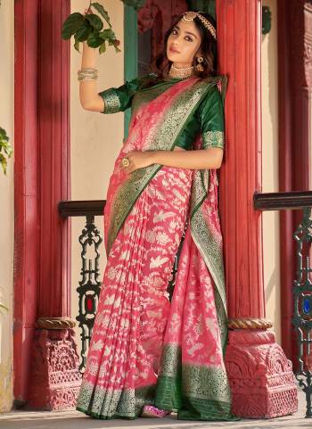 For A Proper Look,Grab These Lovely Colored Saree Pair With Pretty Blouse.its Saree And Blouse Are Fabricated On Silk Organza With Heavy Wevon Designer