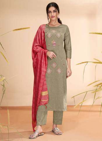 Here Is An Attractive Looking Readymade Suit In Pretty Colored.Its Top And Bottom Are Fabricated On Cotton Based Pair WIth Banarasi Viscose Dupatta.Beautified Wth Designer Work.its Available in All Regular Size