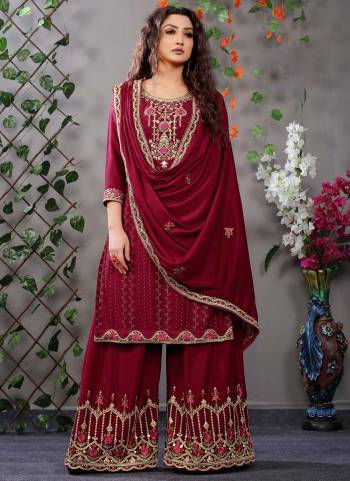 For A Proper Look , Grab These Designer Plazzo Suit in All Over Lovely Colored.its Top And Bottom Are Fabricated On Chinon Pair With Chinon Dupatta Come With Heavy Designer Embroidery Work