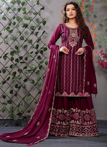 For A Proper Look , Grab These Designer Plazzo Suit in All Over Lovely Colored.its Top And Bottom Are Fabricated On Chinon Pair With Chinon Dupatta Come With Heavy Designer Embroidery Work