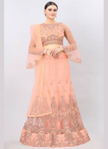 Grab These Lehenga Choli in All Over Pretty Colored.Its Lehenga is Fabricated On Net Based.Beautified With Designer Embroidery Work