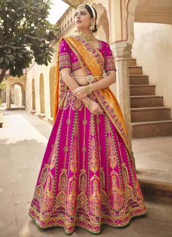 Choose A New Trend For The Pretty Look With This Heavy Designer Lehenga Choli In All Over Lovely Color. This Lehenga Choli Is Fabricated On Silk Paired With Silk Fabricated Dupatta. It IS Beautified With Wevon Designer,Jari,Cord,Sequance Embroidery,Khatli Hand Work Which Gives A Unique Look To It. Grab This Pretty Collection  And Begin A New And Amazing Trend.