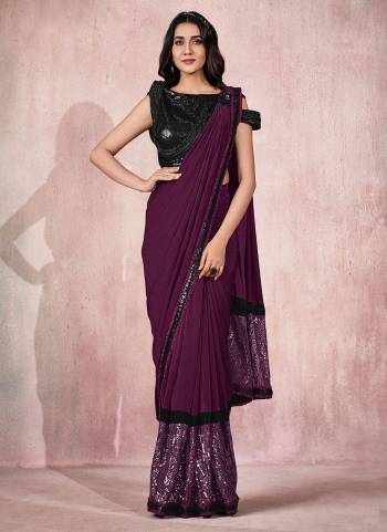 Adorn The Angelic Look Wearing This Readymade Saree In Lovely Color Paired With Designer?Blouse. This Saree Is Fabricated On Lycra Based.Come With Heavy Work. Buy This Saree Now