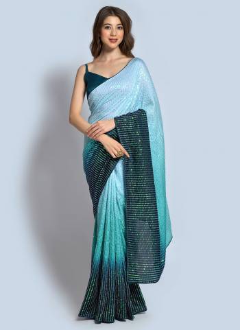 Rich And Elegant Looking Saree Is Here WIth Pretty Colored Paired With Blouse.?This Saree Is Fabricated On Georgette And Blouse Are Fabricated On Banglori Silk Beautified With Designer Sequance Embroidery Work.