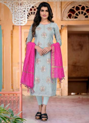 Look Pretty Wearing This Suit In All Over Pretty Colored Top Bottom And Dupatta.These Suit Is Cotton Based Fabricated And Beautified With Designer Embroidery Work.This Dress Material Ensures Superb Comfort All Day Long