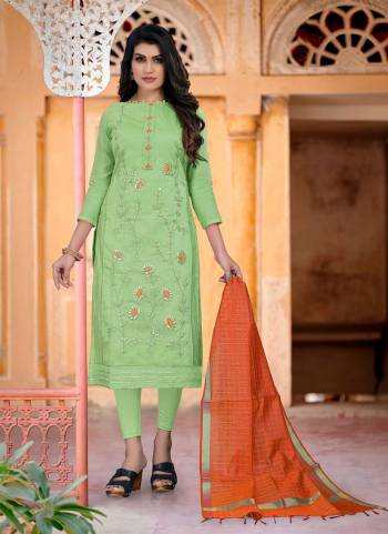 Look Pretty Wearing This Suit In All Over Pretty Colored Top Bottom And Dupatta.These Suit Is Cotton Based Fabricated And Beautified With Designer Embroidery Work.This Dress Material Ensures Superb Comfort All Day Long