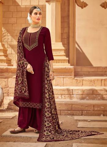 Look Pretty Wearing This Plazzo Suit In Lovely Colored.These Top Is Fabricated On Georgette Pair With Santoon Bottom And Georgette Dupatta.Beautified With Heavy Embroidery,Hand Work.